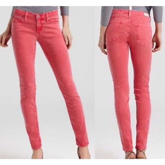 AG Adriano Goldshmied The Stevie red slim straight ankle jeans 28 - Picture 1 of 12